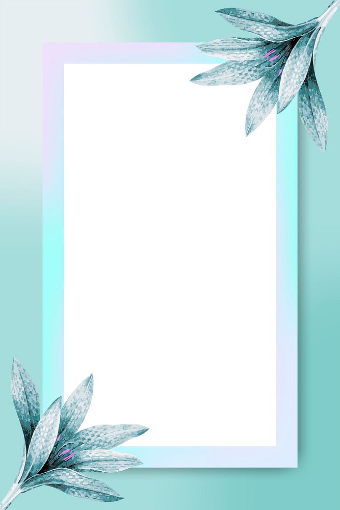 Blue rectangle floral frame vector