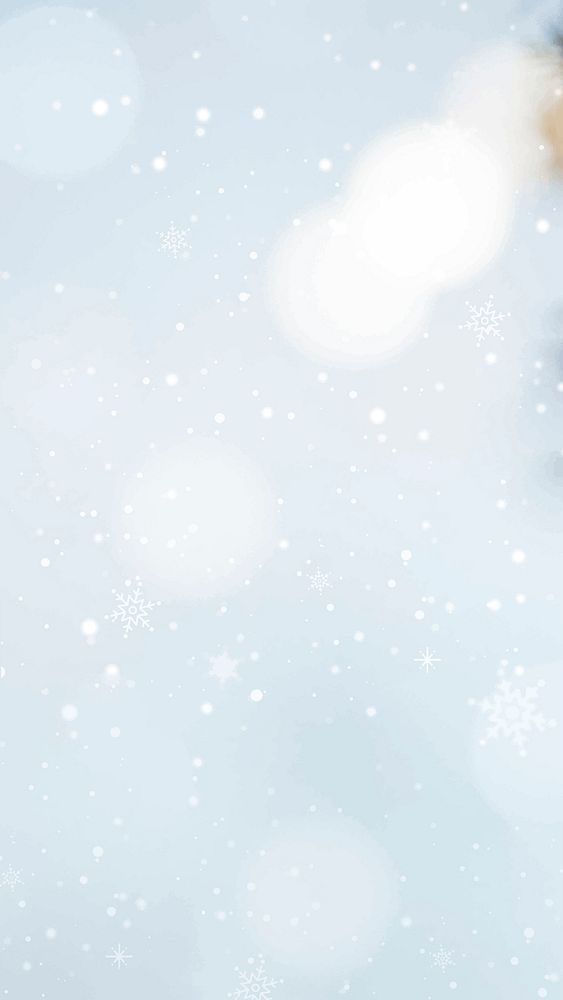 White bokeh pattern on a snowy day mobile phone wallpaper vector