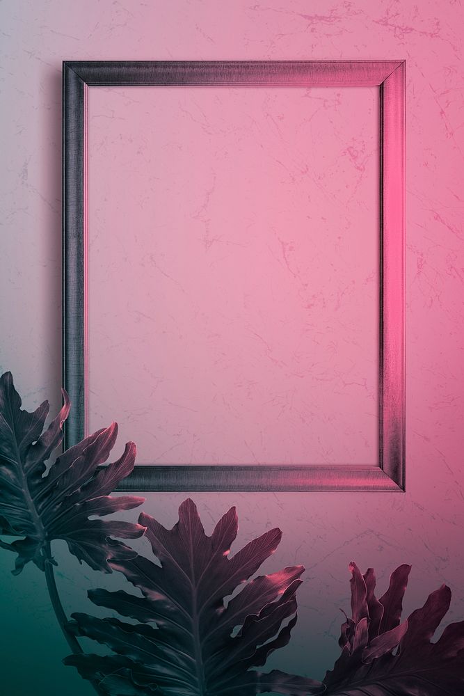 Photo frame mockup in pink light