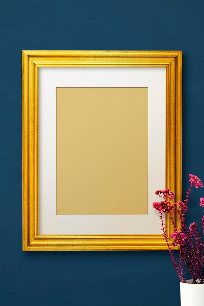 Gold photo frame mockup