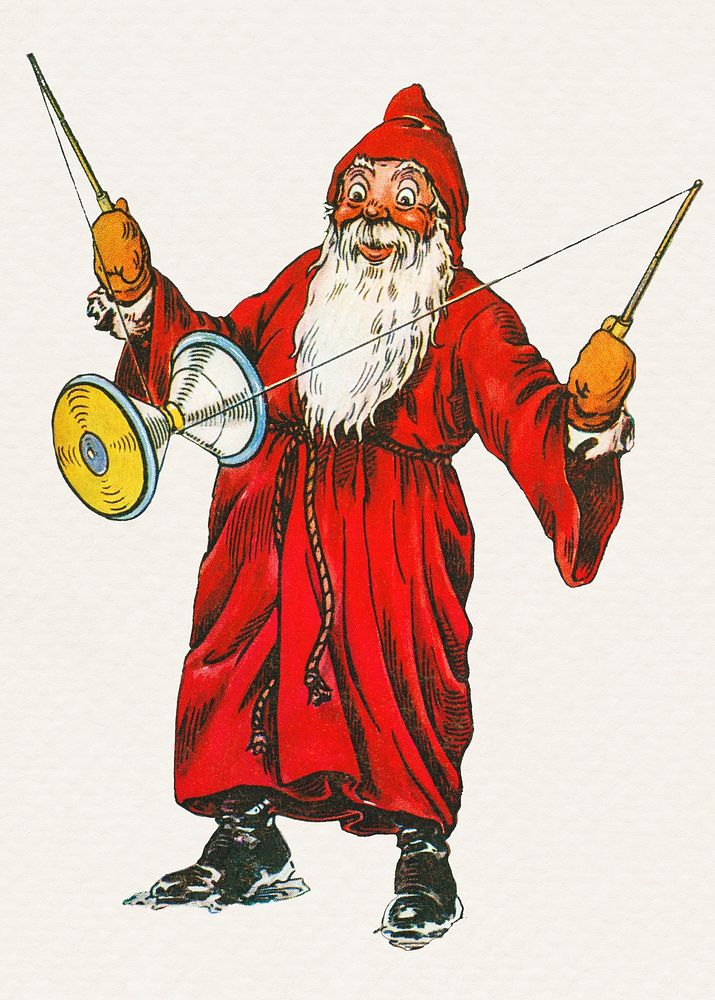 Santa Claus playing a diabolo sticker illustration