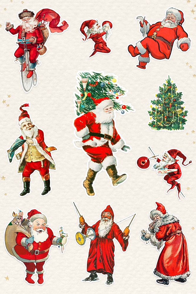 Santa Claus sticker set illustration