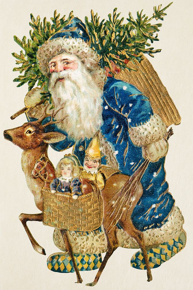 Santa Claus in a blue costume sticker illustration