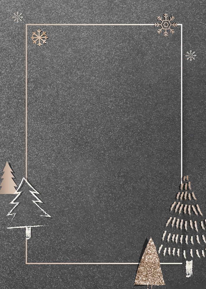 Dark Christmas gold frame background vector