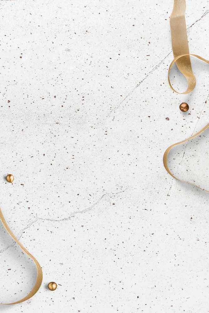 Gold ribbons on white marble social template mockup
