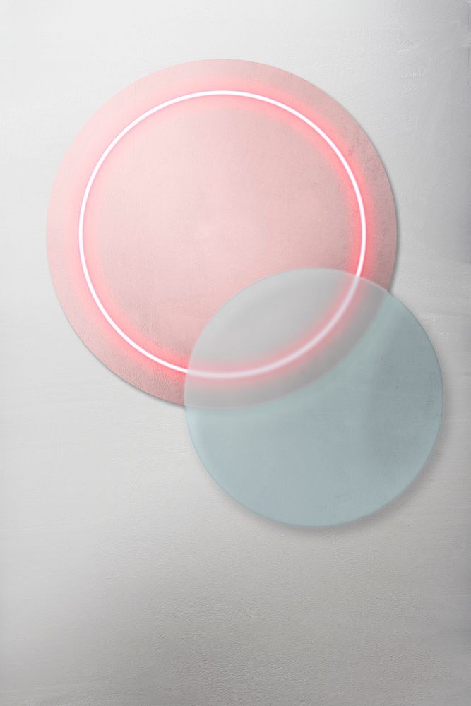 Pink neon light in a round shape mockup