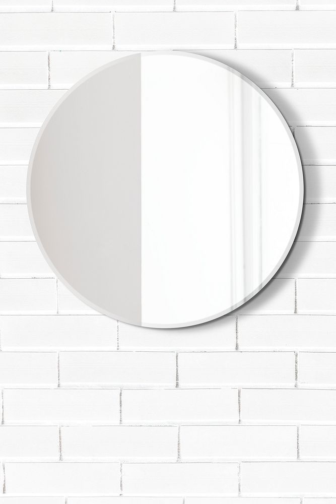 Mirror in a white bathroom mockup