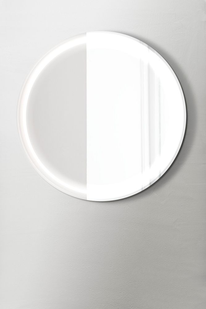 Shiny mirror on a gray wall mockup