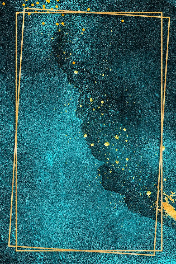 Rectangle gold frame on dark blue texture background illustration