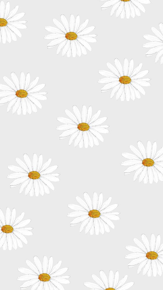 White daisy patterned mobile wallpaper