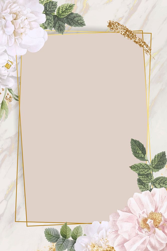 Rectangle rose frame on marble background vector