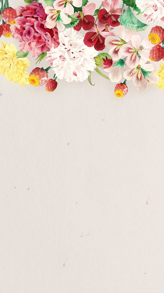Blank colorful flower frame mobile screen background mockup