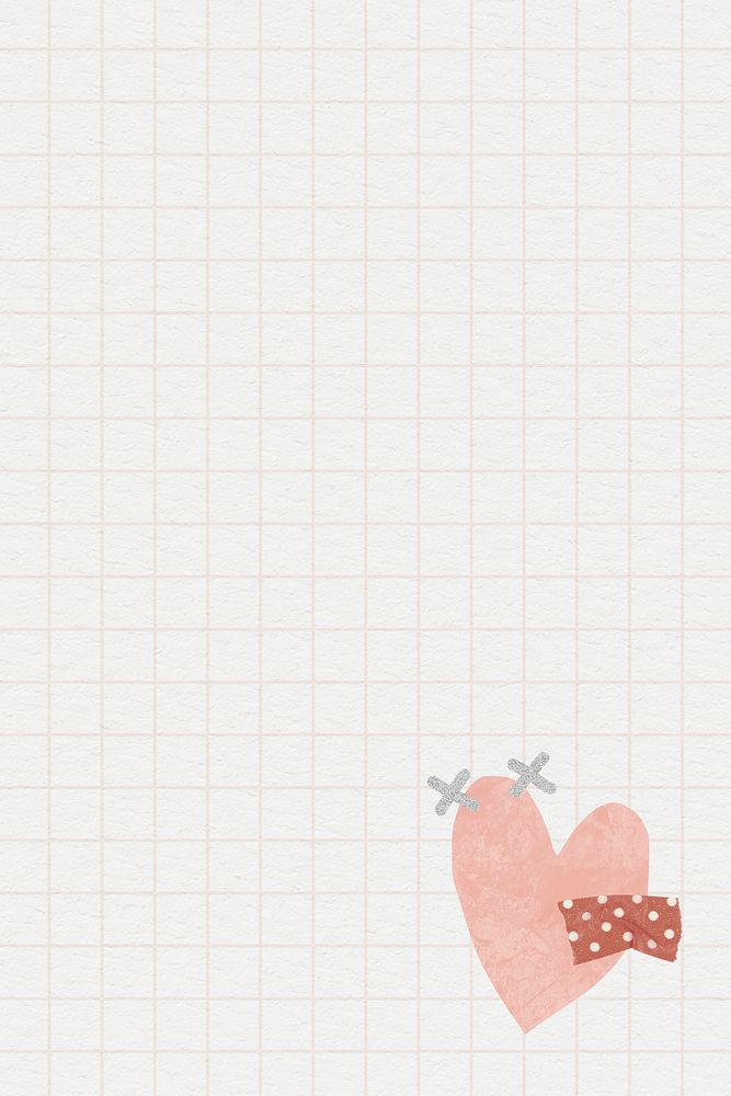 Cute doodle heart on grid background illustration