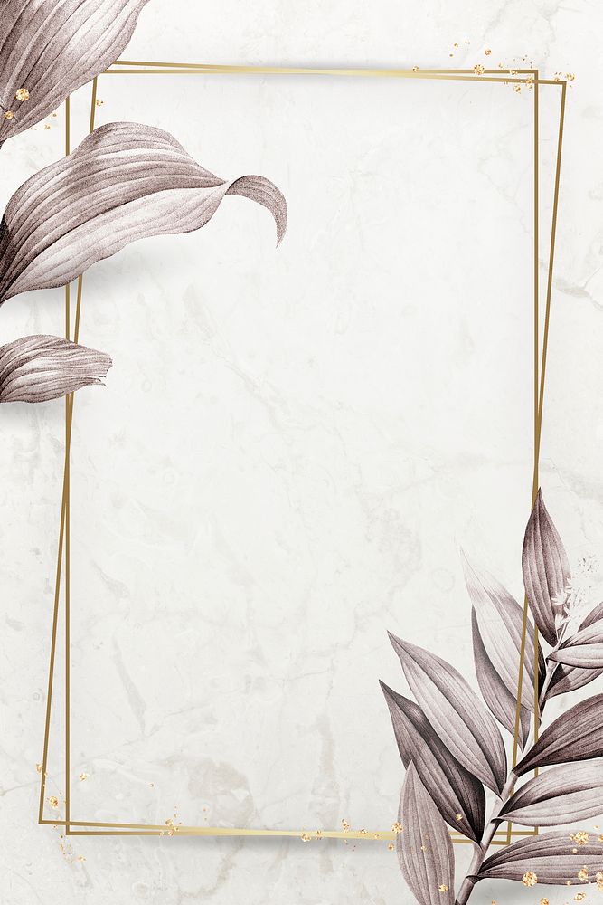 Golden frame on leafy background illustration