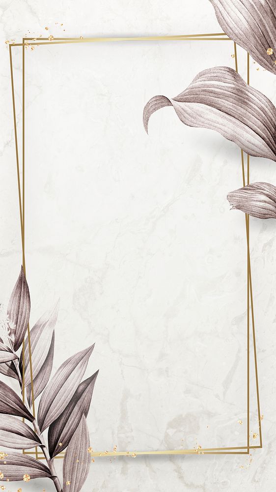 Golden frame on leafy background mobile phone wallpaper illustration