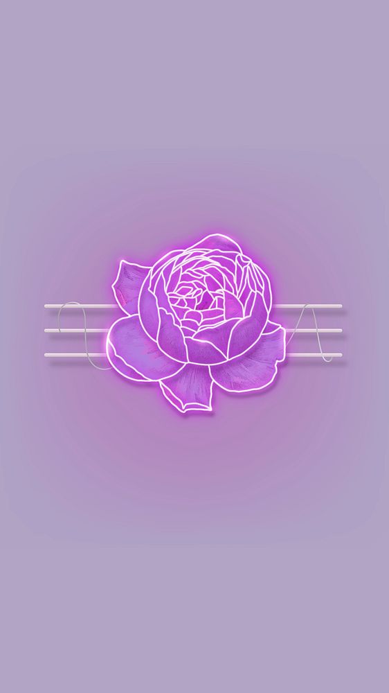 Purple neon rose mobile phone background vector