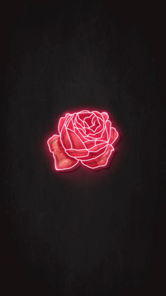 Red neon rose mobile phone background vector