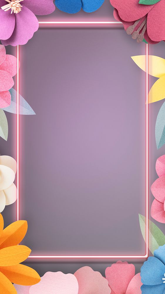 Colorful and tropical floral frame mockup
