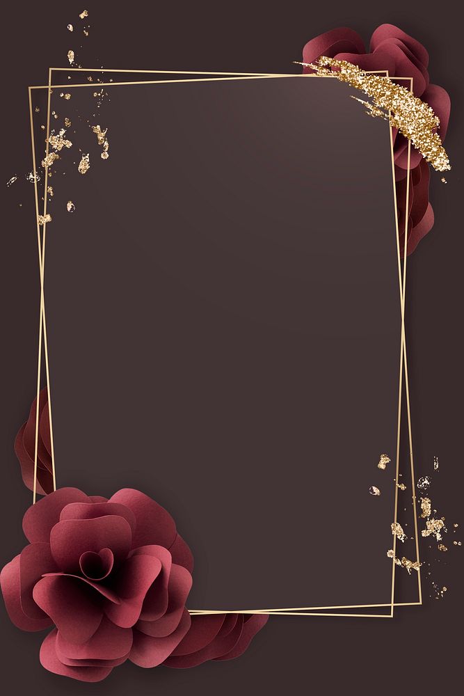 Luxurious flower and gold frame mockup