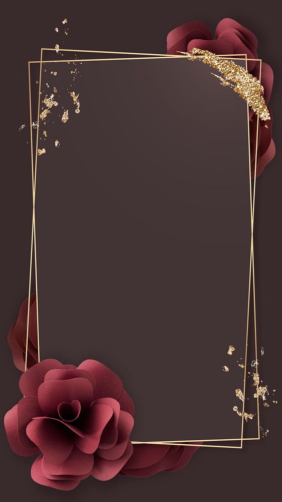 Luxurious flower and gold frame mockup