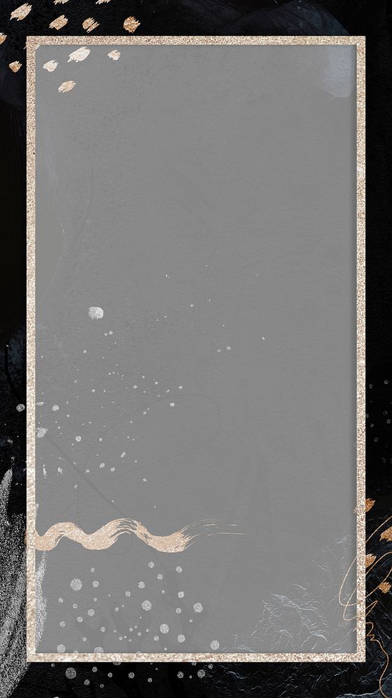 Gold frame on dark tone Memphis textured mobile phone wallpaper illustration