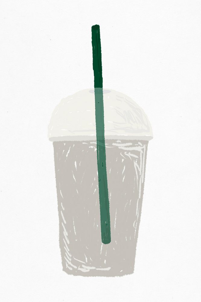 Plastic cup with straw element illustration