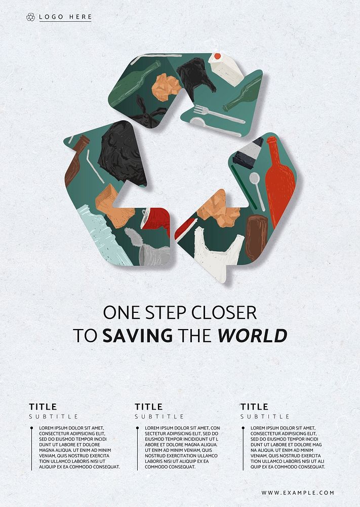 Recycling campaign poster template illustration