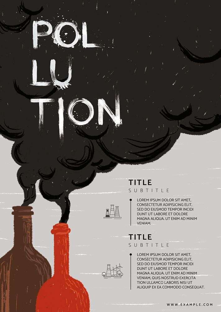 Air pollution from industrial chimney poster template illustration