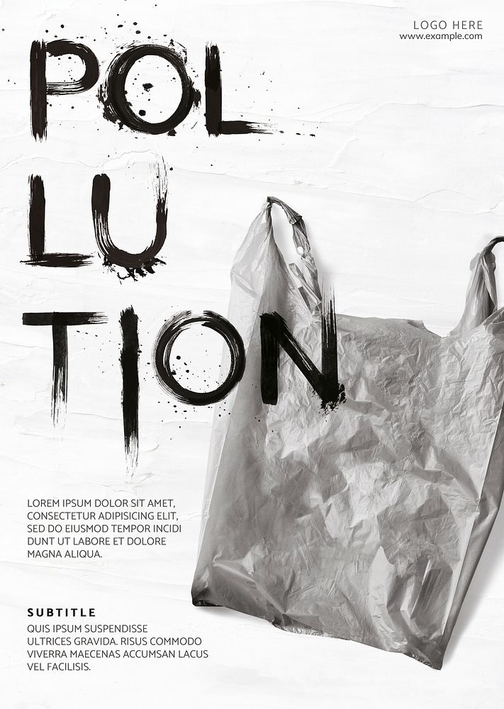 Stop plastic pollution campaign poster template illustration