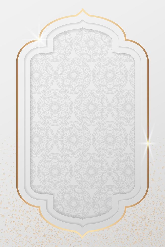 Arabic pattern in a shiny gold frame vector