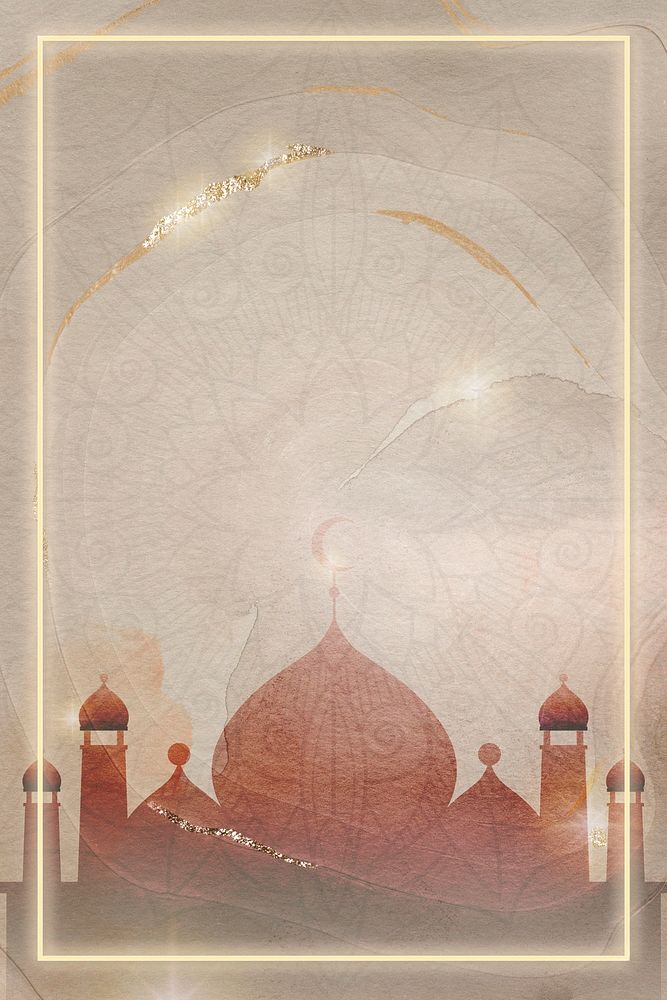 Golden rectangle Eid Mubarak frame 