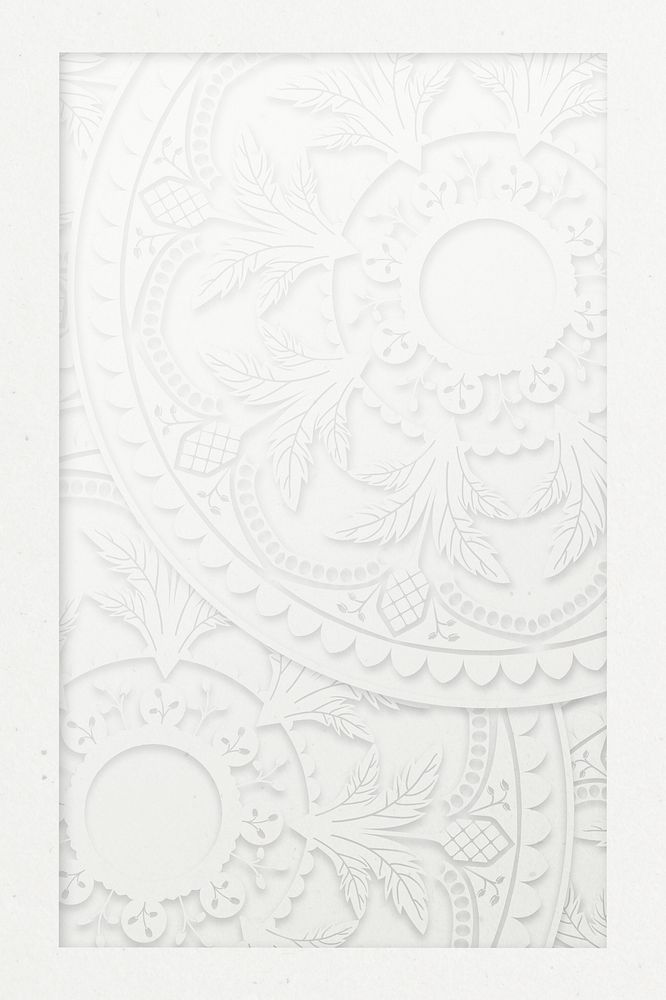 White rectangle Ramadan arabesque patterned frame