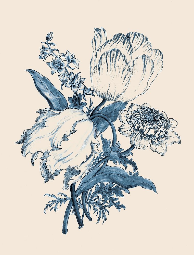 Vintage flower illustration, remix from original artwork