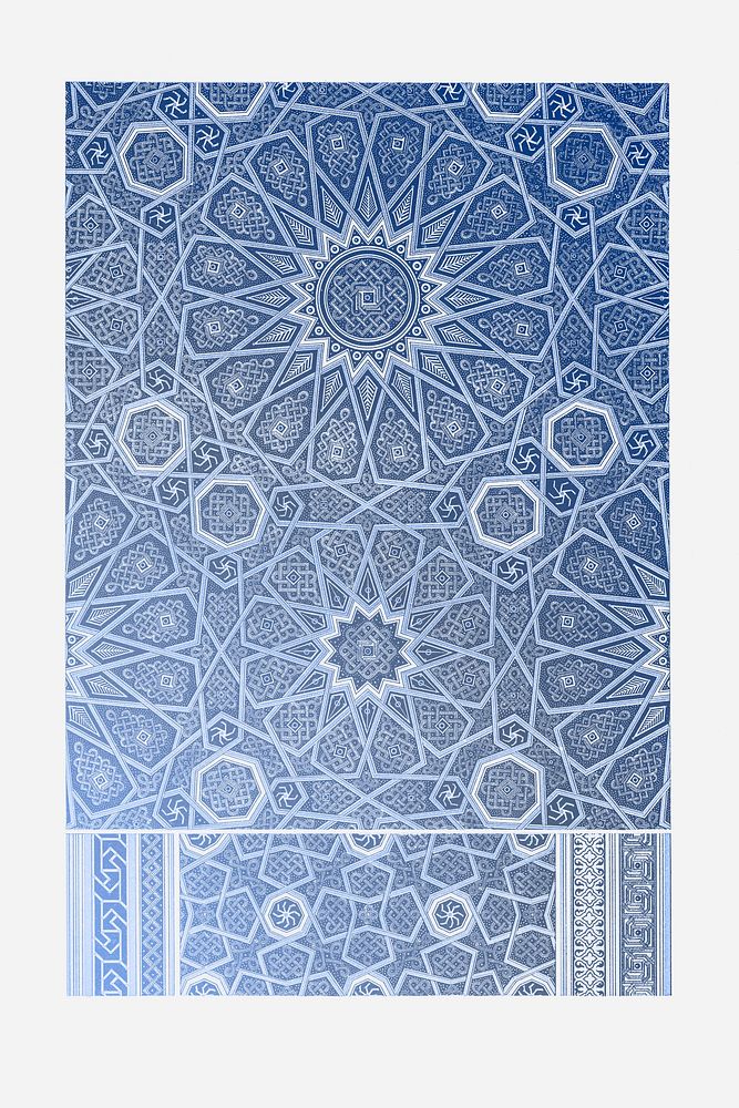 Blue Arabian pattern vintage illustration, remix from original artwork