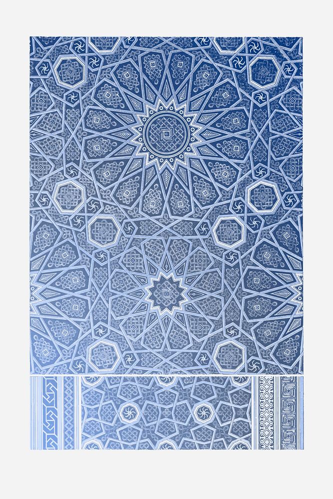 Blue Arabian pattern vintage illustration vector, remix from original artwork