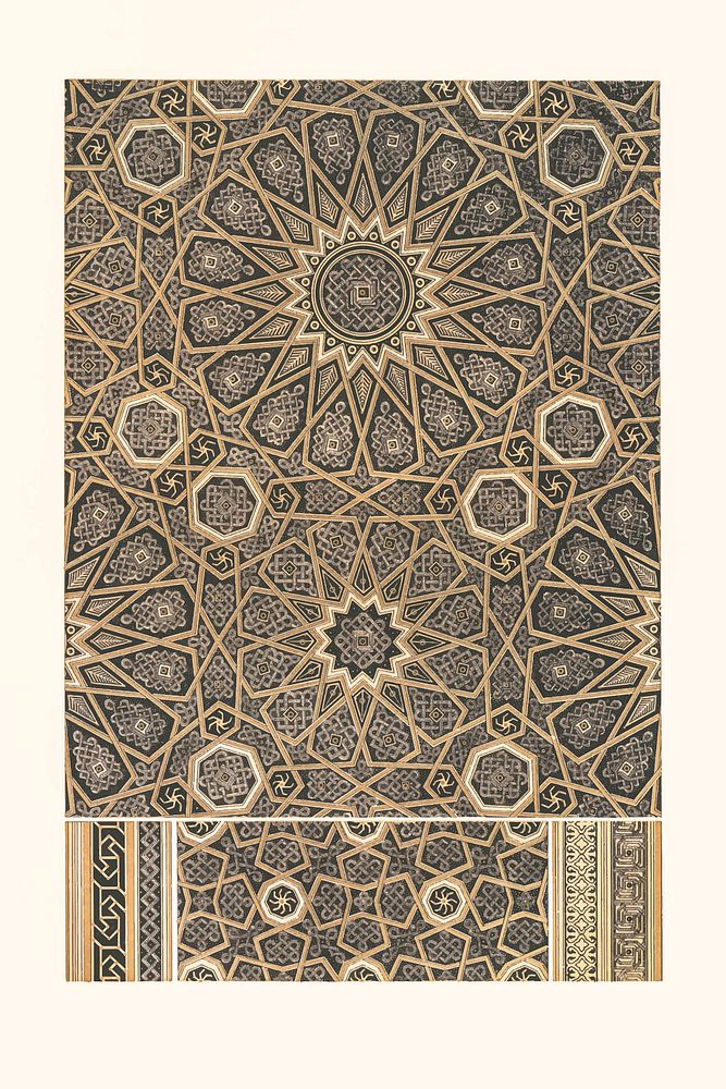 Golden Arabian pattern vintage illustration vector, remix from original artwork
