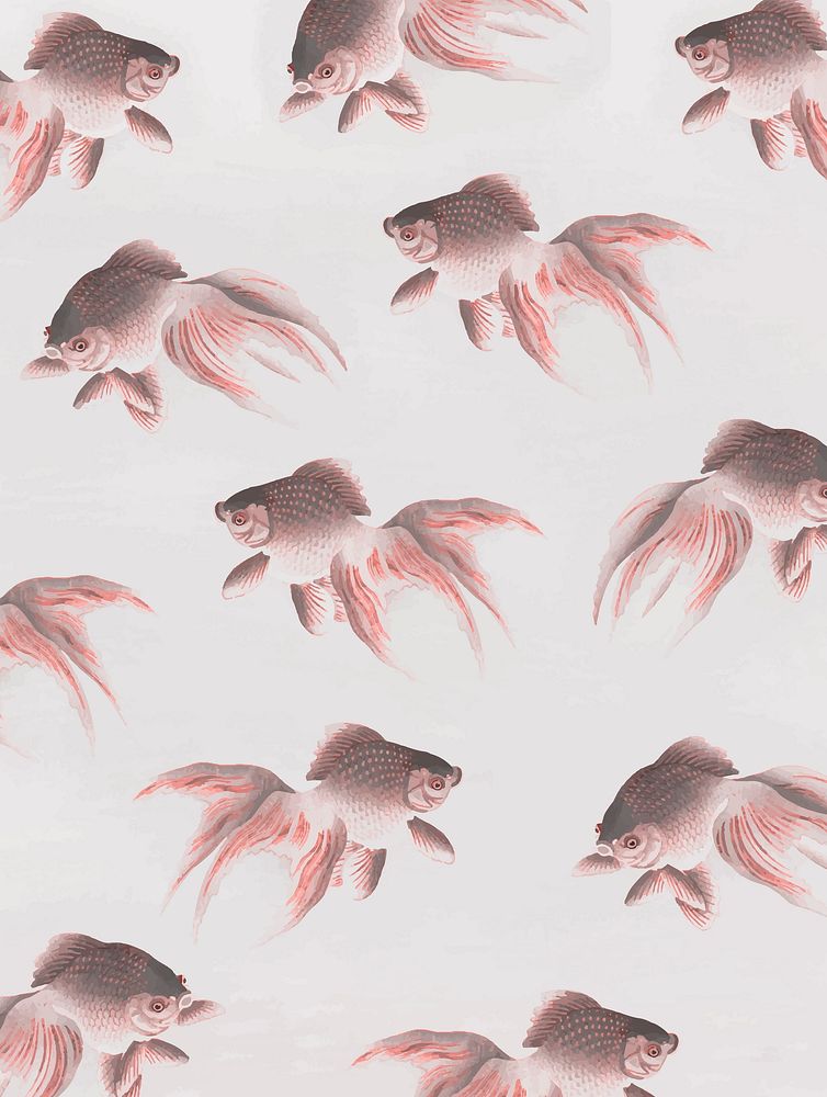 Veiltail goldfish pattern vintage illustration vector, remix from original artwork.