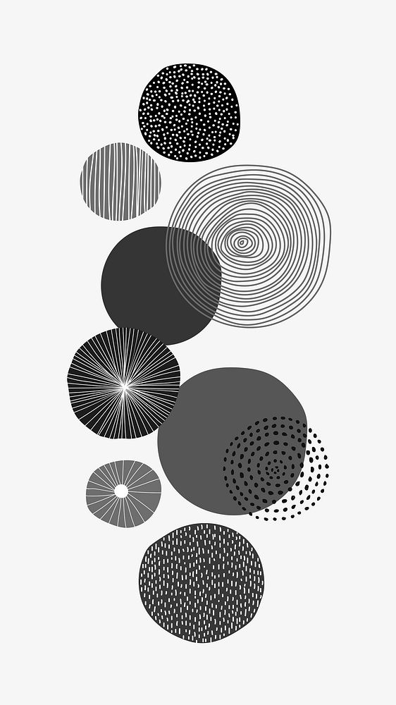 Black round patterned wall art print vector