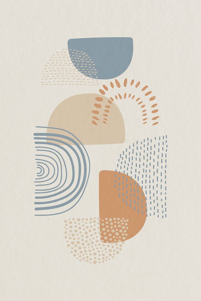 Semicircle patterned doodle wall art print and poster illustration