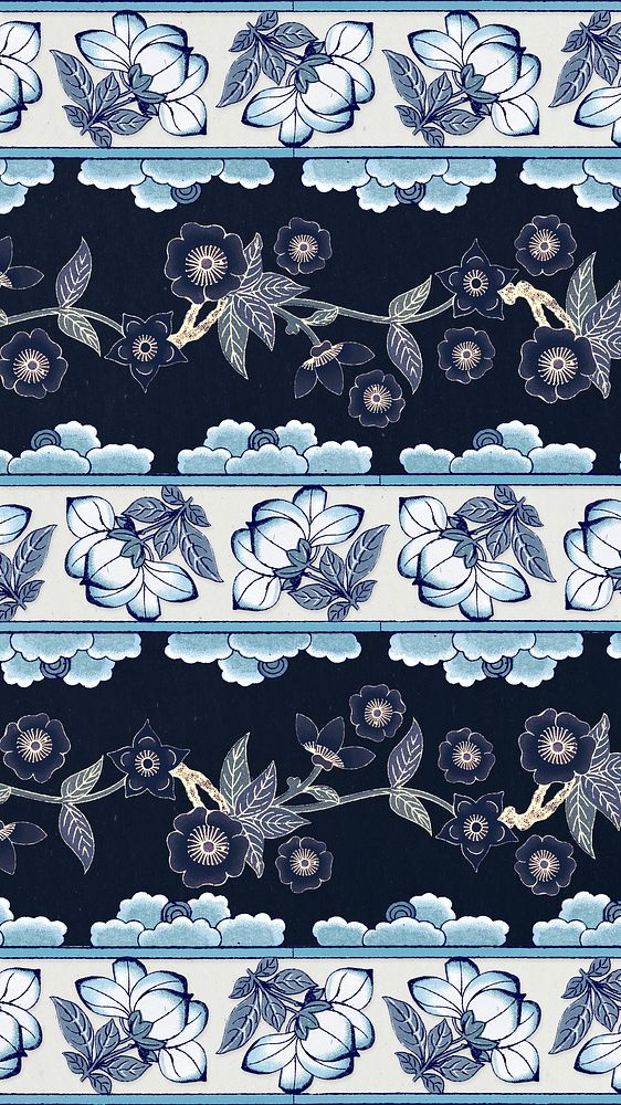 Navy blue floral background design