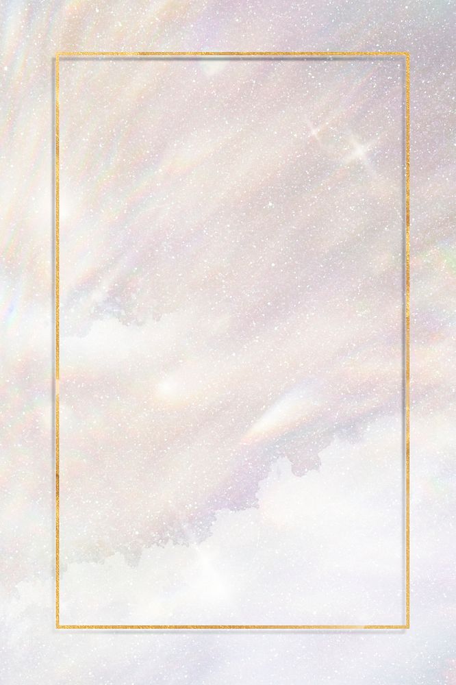 Golden frame on glittery pastel background mockup