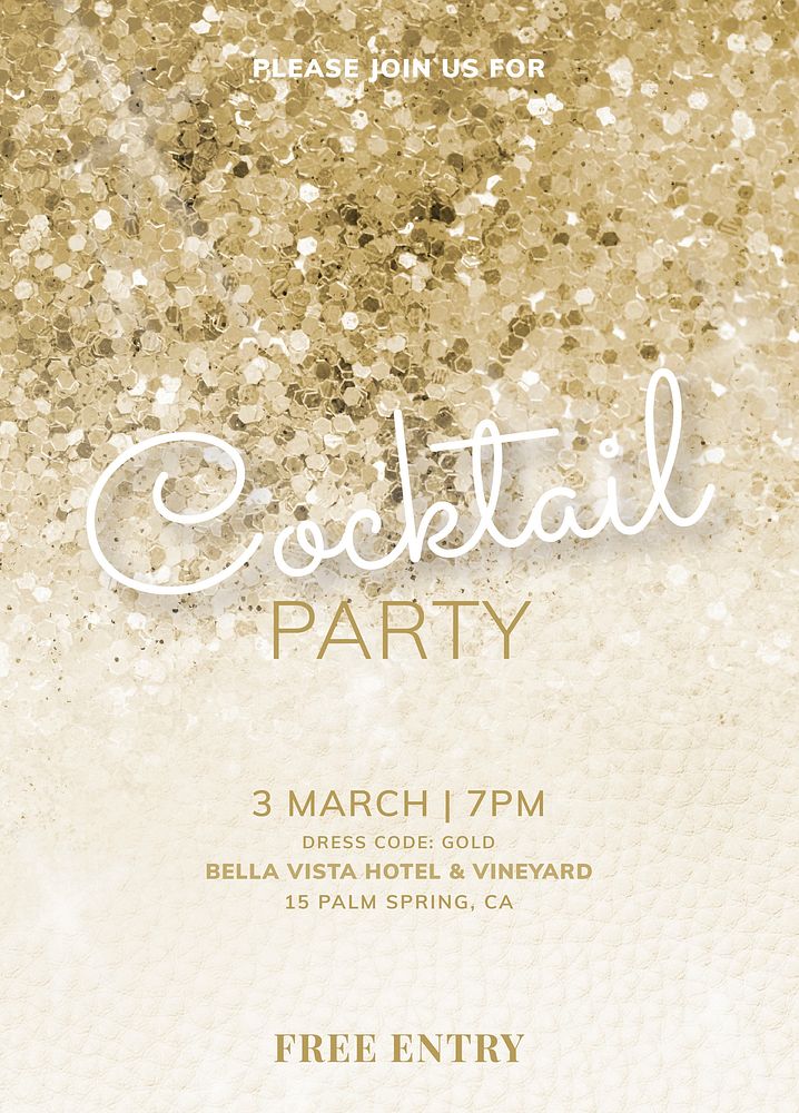Cocktail party invitation card vector