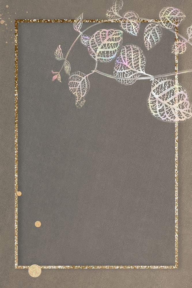 Glittery Japanese honeysuckle leaves frame design resource