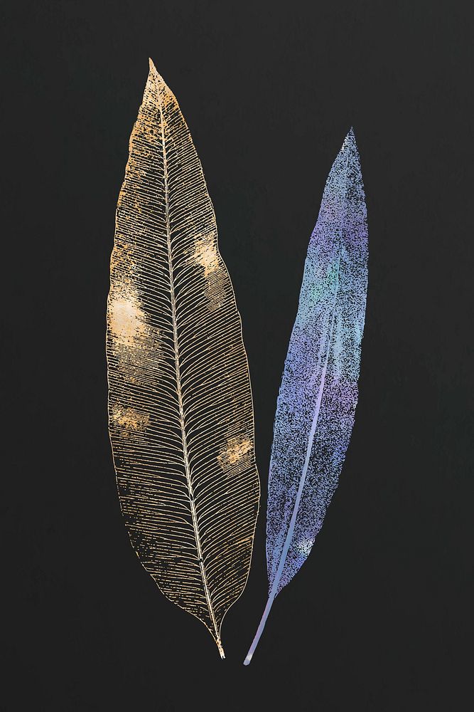 Holographic fern leaf vector botanical design element