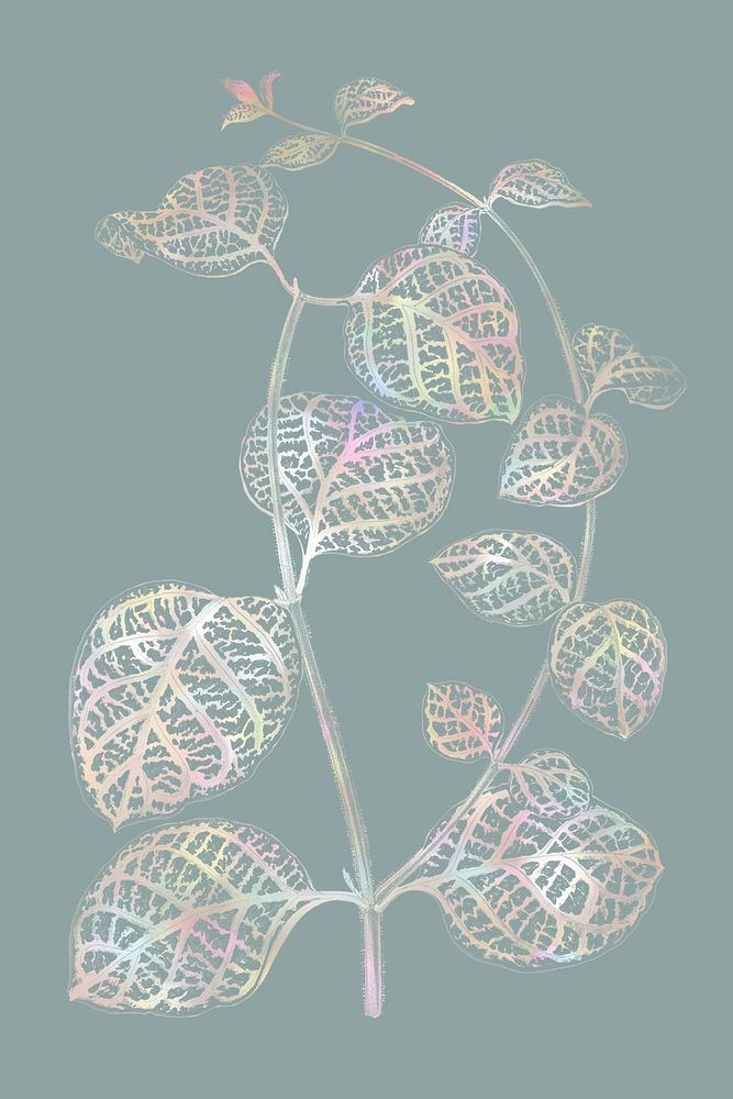 Holographic Japanese honeysuckle on a sage green background 