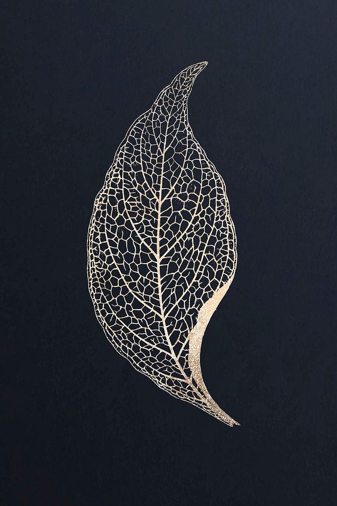 Golden nerve plant leaf vector botanical design element