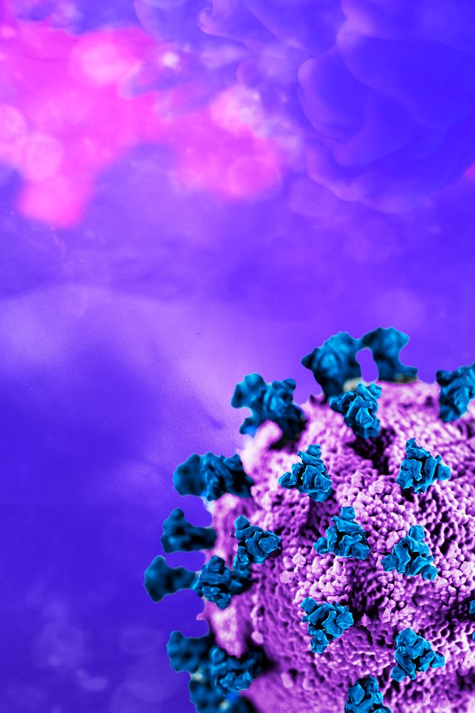 Purple coronavirus cells background illustration