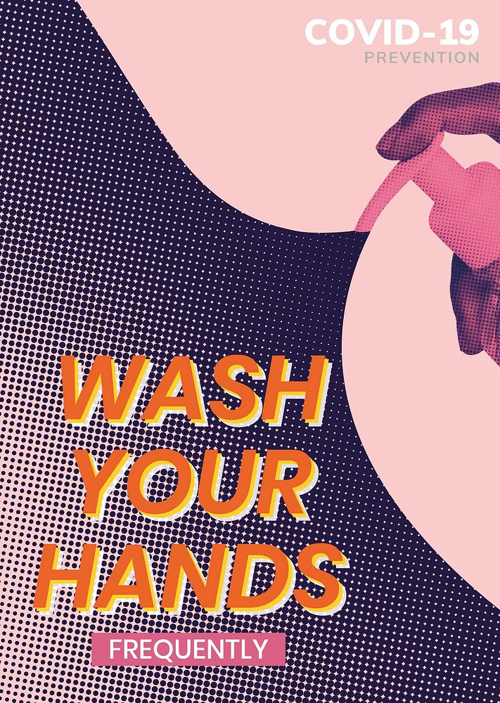 Wash your hands frequently during coronavirus pandemic social template vector
