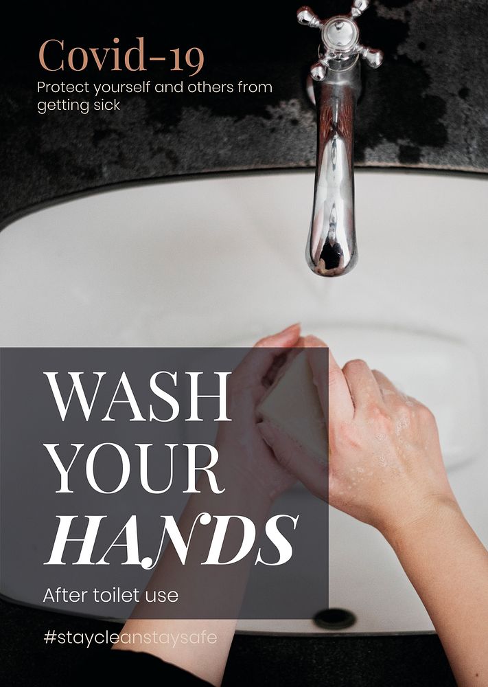 Wash your hands after toilet use to protect yourself and others from getting sick from COVID-19 social template mockup