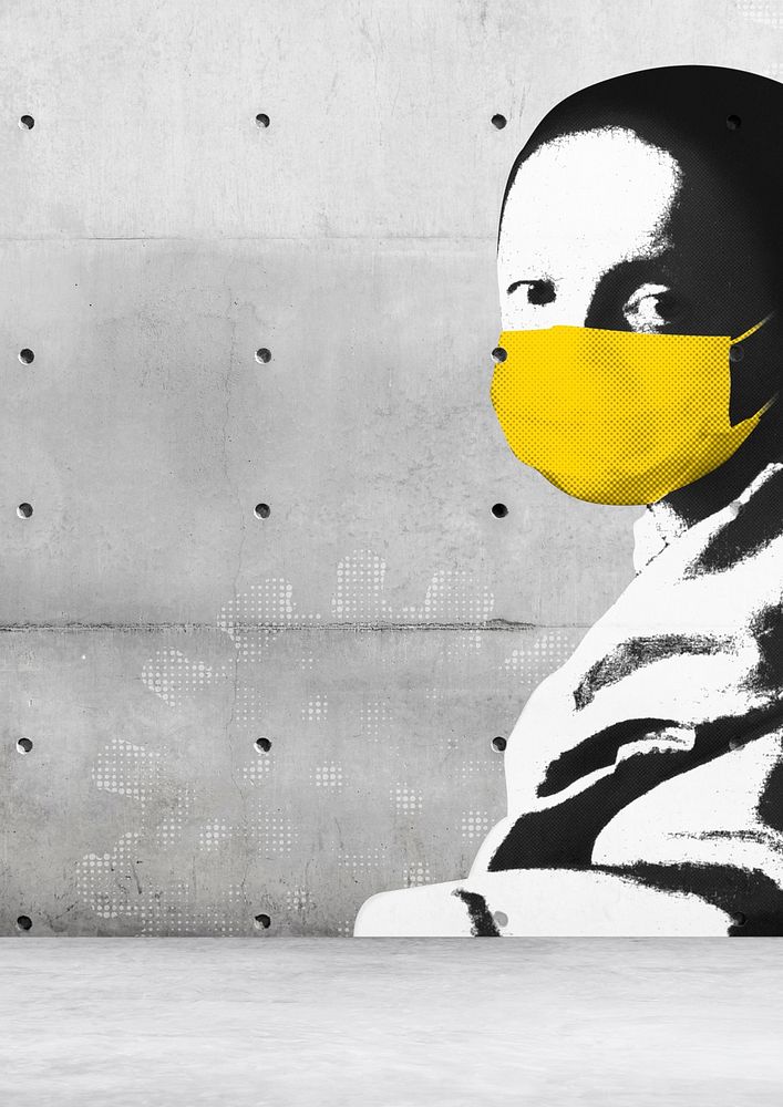 Johannes Vermeer&rsquo;s young woman wearing a face mask during coronavirus pandemic public domain remix